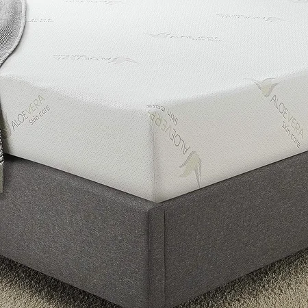 AC Pacific white mattress setup in bedroom with bedding