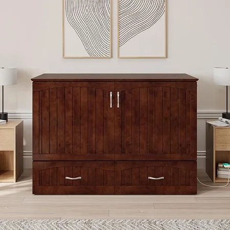 AFI full-size Murphy bed deployed with mattress ready for sleeping