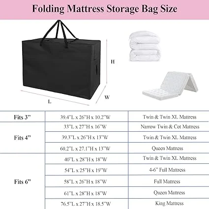 Andacar mattress protection bag with large 76.5x27x18.5 inch capacity
