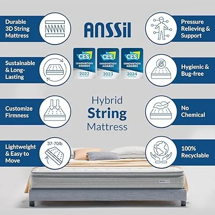 Close-up of ANSSIL 3D string technology in mattress for hygienic sleep