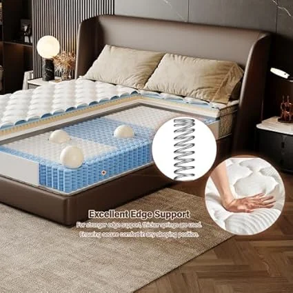 12 inch thick Anwickjeff hybrid bed mattress with multiple comfort layers