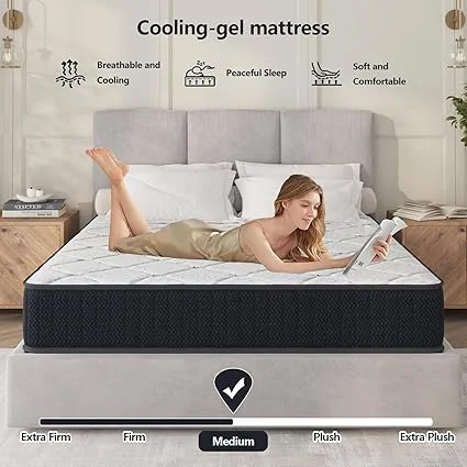 Anwickjeff full size mattress measuring 75x54 inches being unboxed