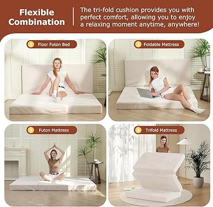 AOLVDOW portable futon mattress with non-slip bottom for stability