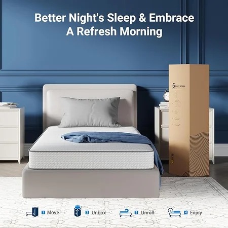 Avenco mattress being unboxed and expanding to full size