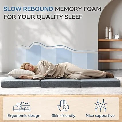 BDEUS 4-inch memory foam mattress unfolded and ready for use
