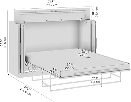 Bestar 75-inch murphy bed set up in a guest room for versatile use