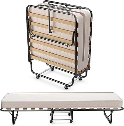 BestComfort rollaway bed with memory foam mattress in folded position