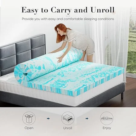 Cooling gel memory foam mattress topper in twin size