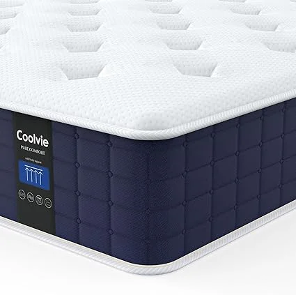 Coolvie 10 inch twin hybrid mattress with gel memory foam for cool sleep