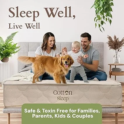 COTTON SLEEP fiberglass and toxin-free organic mattress for safe sleep