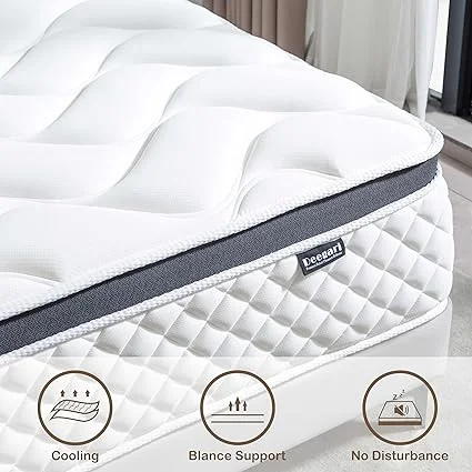 12 inch hybrid mattress combining gel memory foam and innerspring support