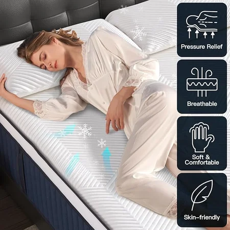 14-inch thick DIGLANT hybrid mattress in standard queen size dimensions