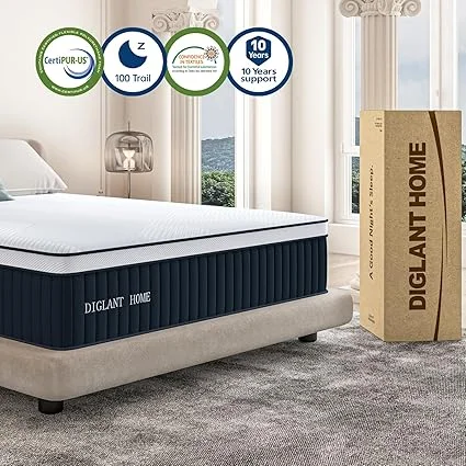 DIGLANT 76x80 inch king size mattress dimensions and fit