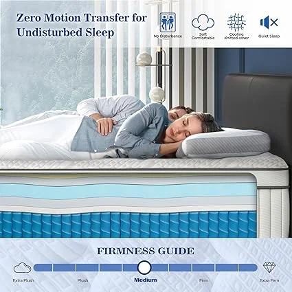 Euro top design for medium comfort and pressure relief on this DIGLANT mattress