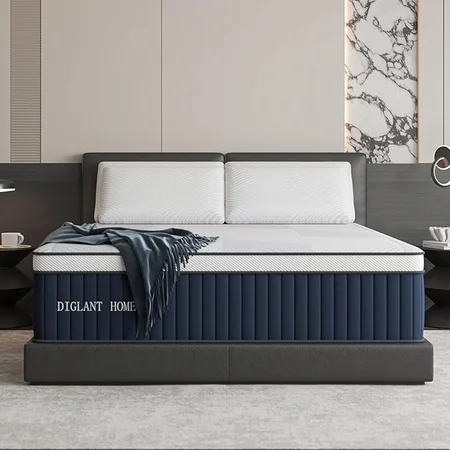 DIGLANT queen mattress with plush euro top and memory foam hybrid construction