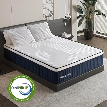Queen size DIGLANT mattress featuring enhanced edge support and pressure relief