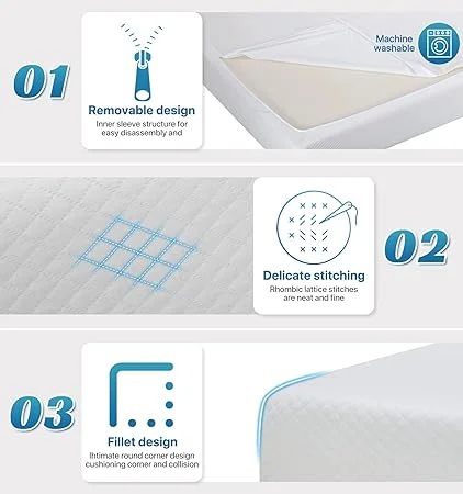Side view showing 6-inch thickness of Dkeli twin mattress