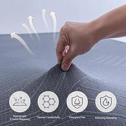 Closeup of Jacquard fabric cover on Dyonery hybrid mattress