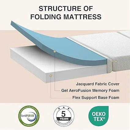 Dyonery folding mattress with removable washable cover
