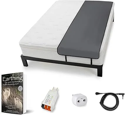 Earthing Elite Sleep Mat Kit on a queen-size bed for grounding