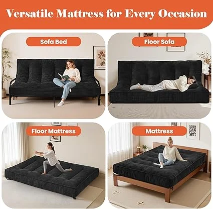 Erament corduroy futon mattress used as floor mattress in living room