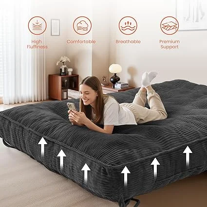 Erament futon mattress on sofa bed frame as sleeper couch