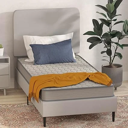 Flash Furniture Capri mattress unboxed, ready for use on bed frame