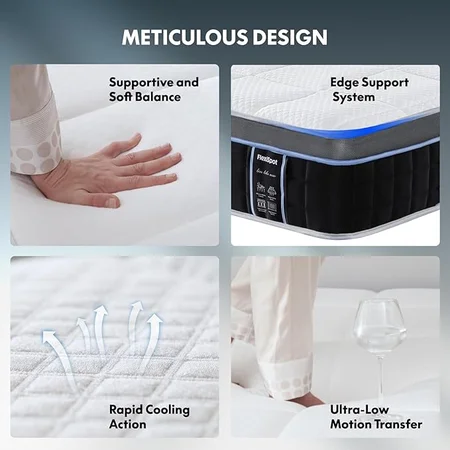CertiPUR-US certified FLEXISPOT hybrid mattress for safe materials
