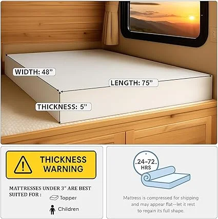 Foamma 5-inch mattress designed for truck and travel trailer beds