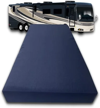 FoamRush bunk camping cot RV mattress replacement with navy cover