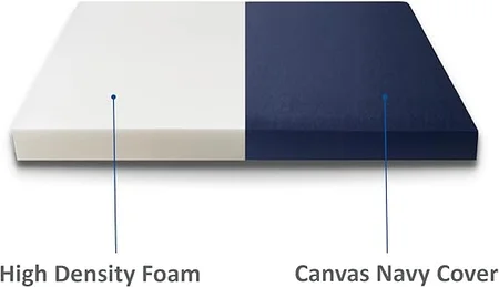 Extra firm FoamRush mattress with durable canvas navy cover