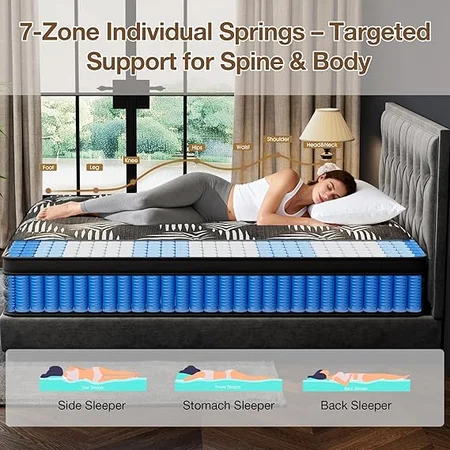 Queen mattress designed for back pain relief and supportive sleep