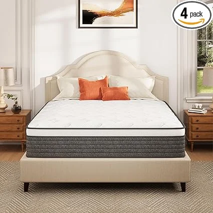 Generic full size hybrid mattress being unboxed from its compressed packaging