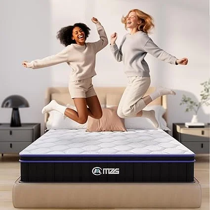 Generic hybrid mattress setup in bedroom for optimal comfort