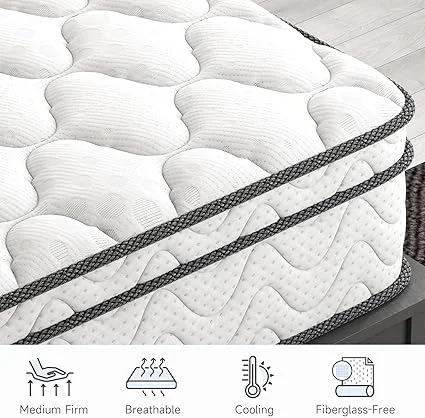 Medium firm mattress conveniently packaged in a box