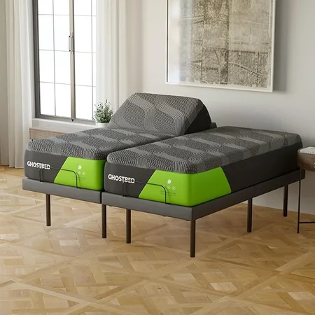 GhostBed electric adjustable base in zero gravity position for relaxation