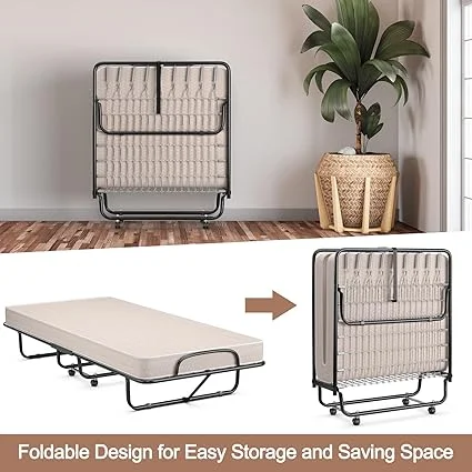 Portable guest bed with foldable design for space-saving storage