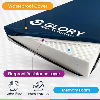 Close-up of the premium waffle surface on the Glory Medical hospital bed mattress