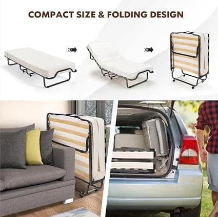 GOFLAME portable bed fully set up and ready for adult or child use