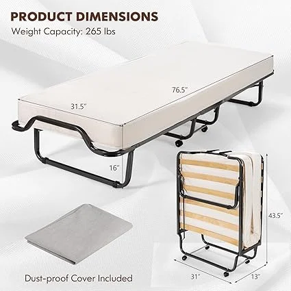 Heavy-duty steel frame construction of GOFLAME portable bed