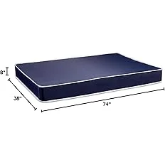 Blue twin-size Greaton mattress with water-resistant vinyl foam and noise-free design