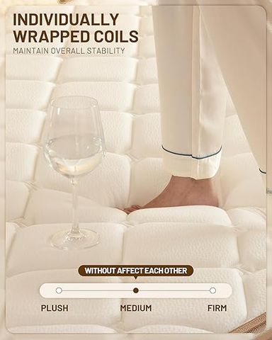 HASNINGA mattress available in full, king, and queen sizes