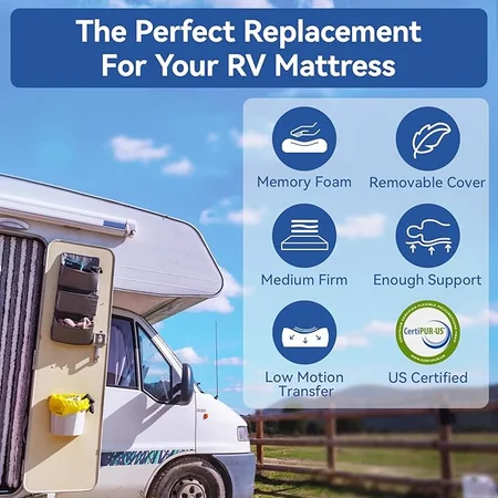 Gel-infused medium firm Hcore mattress providing pressure relief in RVs