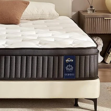 HELFIM Queen mattress showing zoned pocket springs for targeted support