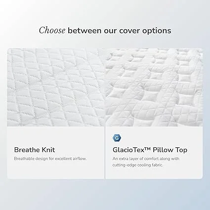 Detail of cooling cover and breathable fabric on Helix Midnight mattress