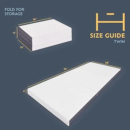 Heyward portable space saver mattress folded for easy storage