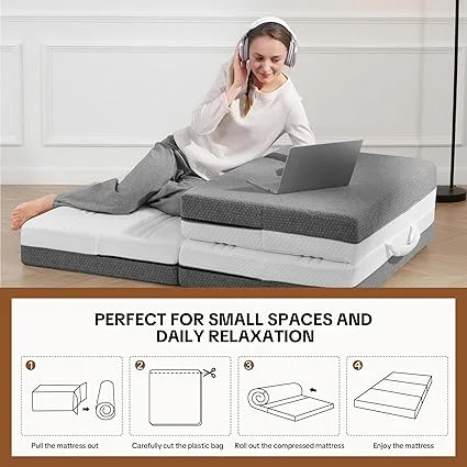 HOMBYS twin size folding mattress in guest room setup
