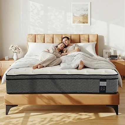 HOOBRO queen mattress with gel memory foam and pocket springs for support