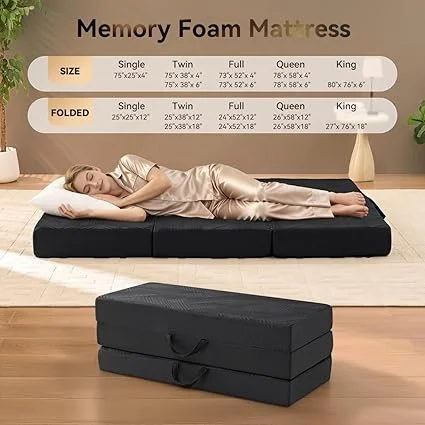 Housiney 6-inch thick mattress with carrying handles