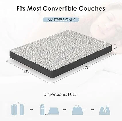 Close-up of HYLZVN 4-inch thick fiberglass-free mattress for pull out couches